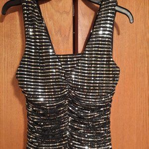 Black & Silver Long Formal Gown